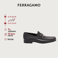 菲拉格慕（Ferragamo）男士黑色Gancini扣飾莫卡辛鞋 0642848_3E _85 禮物 送男友