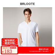 巴魯特（Brloote）短袖T恤男新疆長絨棉舒適小V領簡約黑白t恤衫夏季 白色 185/104A