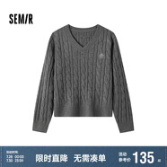 森馬（Semir）森柔毛衫|毛衣女刺繡V領(lǐng)顯瘦寬松2024絞花上衣復(fù)古風(fēng)109724107014