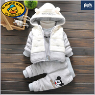 G.DUCKKIDS男童套裝秋冬款三件套裝嬰兒童純棉小孩寶寶衣服0冬裝1-2-3歲外套 米奇灰色三件套 加厚 加絨 100cm