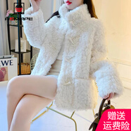 AEMAPE外套女2025年春秋冬季新款皮毛一體短外套女裝時(shí)尚韓版上衣 白色 XL _建議110-130斤