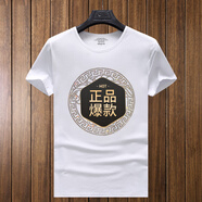 DKPQ瓦薩琪高端2025夏季燙鉆短袖t恤男士美杜莎修身半袖圓領(lǐng)大碼體恤 金鉆雙邊人頭-白色 看不到全圖找客服發(fā) 3XL 建議165-180斤 看不到全圖找客服發(fā)