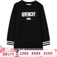 紀梵希（Givenchy）字母印花條紋圓領(lǐng)連衣裙黑色兒童款七夕情人節(jié)禮物 黑色 4A