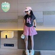 WVD女童夏季套裝2025新款兒童又酷又颯的女童裝女孩大童網(wǎng)紅洋氣夏裝 字母休閑套裝 字母休閑套裝 120 CM建議身高110厘米