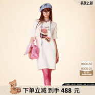 拉拉波波夏季新款蛋糕涂鴉T恤連衣裙女寬松顯瘦甜欲短裙子CBDB-WLZY11 米色 M