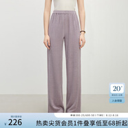 范思藍恩氣質(zhì)醋酸套裝女夏季2025新款一字領(lǐng)上衣直筒褲兩件套2132 霧光紫褲子 L