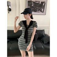 POLO SPORT保羅韓系氣質(zhì)小馬刺繡短袖連衣裙女修身包臀短裙夏季拉夫風(fēng) 灰色 均碼