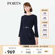 PORTS寶姿 秋冬新品女裝優(yōu)雅圓領職業(yè)包臀連衣裙ALN9D036KWB008 丈青 S (4)