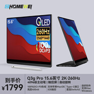 EHOMEWEI便攜式顯示器2.5K/2K 原生260Hz/144Hz高刷新電競辦公觸控筆筆記本外接手機Ps5電腦擴展副屏 15.6英寸2K260Hz 筆觸【Q3g Pro】