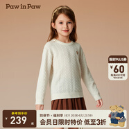 PawinPaw卡通小熊童裝秋冬新款男女童圓領(lǐng)毛衣學(xué)院風(fēng)舒適拜年過(guò)年 Ivory象牙色/39 160 cm