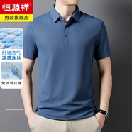 恒源祥高端短袖T恤男士寬松冰絲上衣服男裝休閑涼感polo衫2025夏季衛(wèi)衣 BLGC5705富貴藍(lán) 4XL 190 推薦180-200斤
