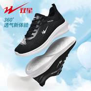 雙星名人（F-MAN）男鞋運(yùn)動鞋2024新款透氣軟底跑步鞋男輕便防滑旅游鞋 黑色 44