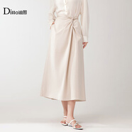 Ditto/迪圖2025秋季新款氣質(zhì)百搭純色優(yōu)雅時(shí)尚中長(cháng)款半身裙直筒裙 米杏 S