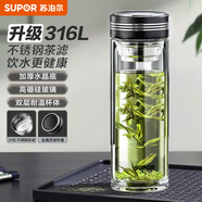 蘇泊爾（SUPOR）雙層玻璃杯辦公泡茶杯男女士茶水分離杯戶(hù)外車(chē)載水杯子畢業(yè)季禮物