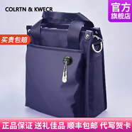 Colrtn Kwecr男士斜挎包2024新款休閑手提電腦包商務(wù)公文包大容量單肩包奢侈品 CK藍色大號帶耳機孔