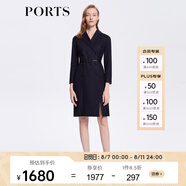 PORTS寶姿女裝長袖OL風(fēng)職場收腰連衣裙ALN9D030JCF036 丈青-2 XL (10)