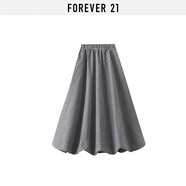 FOREVER21半身裙女2025年夏季新款寬松A字型垂感蓬蓬復古黑白格花苞長(cháng)裙女 黑白格 M