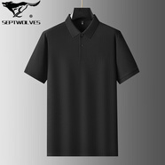 七匹狼（SEPTWOLVES）高端全棉短袖透氣Polo衫寬松商務(wù)polo薄款半袖大碼t恤翻領(lǐng)速干 黑色 M 48/165/建議100-120斤