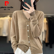 皮爾卡丹（pierre cardin）冰絲針織開(kāi)衫女短款外搭防曬衫空調衫夏季薄款長(cháng)袖披肩上衣外套潮 駝色 2XL