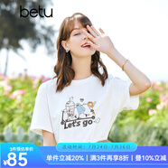 betu百圖女裝簡約圓領(lǐng)百搭印花T恤女2203T26 白色 M