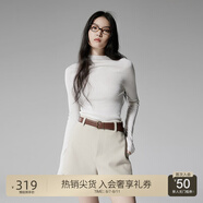歐時力OCHIRLY 可機洗進口100%美麗諾羊毛毛衣女無縫一體高級感 米白 S