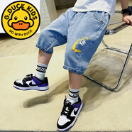 G.DUCKKIDS男童七分褲夏天薄款寬松兒童牛仔中褲小學生休閑短褲中大童馬褲子 C位中褲 110 cm