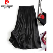 皮爾卡丹（pierre cardin）感高流光紗半裙 夏光澤感珠光網(wǎng)紗設(shè)計感字大擺半身裙 黑色 S 80到95斤