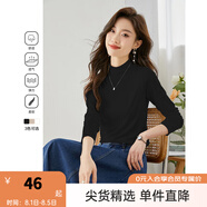 梵希蔓半高領(lǐng)打底衫內(nèi)搭上衣2025春秋新款修身顯瘦職業(yè)裝長袖t恤 71351 黑色 M
