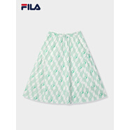 斐樂（FILA） 女士梭織裙2025夏新款時尚休閑方塊印花半身裙傘裙 皓日白-W XS  155/58A/XS