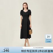 范思藍(lán)恩天鵝裙 法式浪漫連衣裙女2024夏新款網(wǎng)紗收腰顯瘦A字裙子 黑色 XS