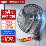 紅雙喜（RED DOUBLE HAPPINESS）壁扇掛壁式電風(fēng)扇餐廳輕音壁掛墻壁搖頭掛式風(fēng)扇節能宿舍電扇辦公室車(chē)間強勁風(fēng)ZM 18英寸牛角葉機械款【銅芯電機】