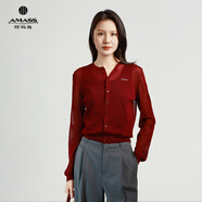 阿瑪施 AMASS女裝上衣春夏新款時(shí)尚百搭氣質(zhì)簡(jiǎn)約百搭圓領(lǐng)針織開(kāi)衫548004 烏梅子醬 L