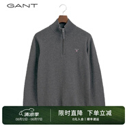 GANT/甘特商場同款男士立領(lǐng)拉鏈羊毛套頭上衣商務(wù)休閑通勤針織衫 90木炭灰 S