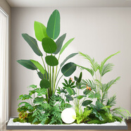 塑料仿真花類(lèi)田園風(fēng)格綠植仿真綠植盆栽室內(nèi)盆景裝飾 餐廳場(chǎng)景綠 公羊_套