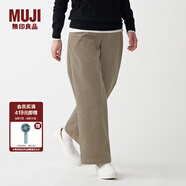 無印良品 MUJI 女式 彈力 燈芯絨 寬版褲 BEE03C1A 淺米色 M