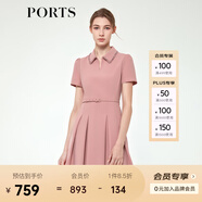 PORTS寶姿女裝甜美氣質修身連衣裙女娃娃領A字裙粉色ALM8D029JWP072 PINK L (8)