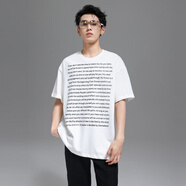 UNKNOWTAL夏季寬松圓領(lǐng)滿屏字母印花短袖t恤休閑潮流美式百搭上衣 男女同款 白色 XL
