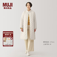 無印良品（MUJI）女式 可水洗絎縫大衣外套女款棉服冬菱格棉衣中長款女裝 BD0YVA4A 象牙色 M (160/84A)