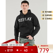 REPLAY男裝連帽長(zhǎng)袖時(shí)尚棉質(zhì)衛(wèi)衣袋鼠兜休閑上衣黑色2025春秋新款套頭衫 黑色 S (EU)