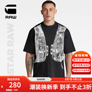 G-STAR RAW【商場(chǎng)同款】時(shí)尚夏季舒適短袖t恤男純棉高端圓領(lǐng)半袖D24427 暗夜黑 S