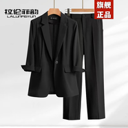 拉倫菲韻高端品牌薄款小西裝套裝女2025夏季新款氣質(zhì)休閑職業(yè)正裝西服外套 黑色 L 【105-115斤】