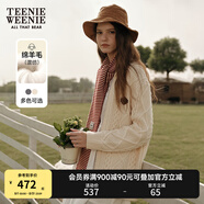 Teenie Weenie小熊女春季簡約復古法式絞花時髦中長款毛衣針織開衫 象牙白 XL (175)