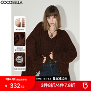 COCOBELLA[美拉德穿搭]細(xì)閃亮片針織衫開衫毛衣外套MZ189-5 焦糖棕 L