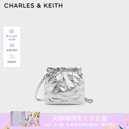 CHARLES&KEITH迷你菱格流浪包單肩斜挎雙肩包包女包生日禮物CK2-60782390 Silver銀色 S