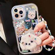 淺里小狗支架適用蘋果16手機殼iPhone15promax/iphone13鏡面奶油12女1 奶油殼[鏡面]Y2030快樂小狗+鉆石 OPPOFindX5