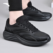 安踏男鞋跑步鞋男2025冬季皮面防水黑色保暖運動(dòng)鞋慢跑鞋子休閑鞋男款 【皮面防水】基礎黑 42 (美碼8.5)