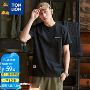 唐獅（TonLion）2025夏男短袖貼標(biāo)圓領(lǐng)T恤 黑色/二批 2XL