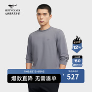 七匹狼【商場同款】長袖T恤秋新品圓領(lǐng)體恤衫潮流時尚休閑男裝上衣 002(黑灰) XL 175/92A