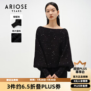 艾諾絲雅詩【商場同款】春秋新款設計感蝙蝠袖寬松長袖針織衫女10828138 黑色 M
