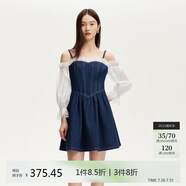VEROMODA 連衣裙女2025夏季新款牛仔雪紡拼接修身A字裙子325242005